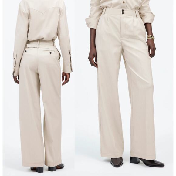 Madewell | NWT The Harlow Wide-Leg Trouser Brushed Twill pebble stone | Sz 14 - Picture 1 of 10